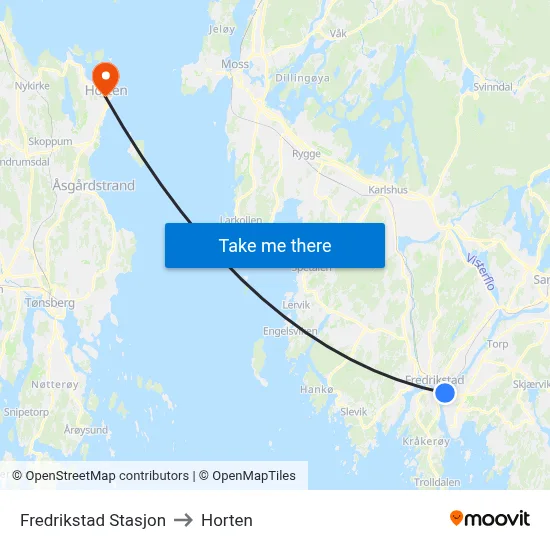 Fredrikstad Stasjon to Horten map