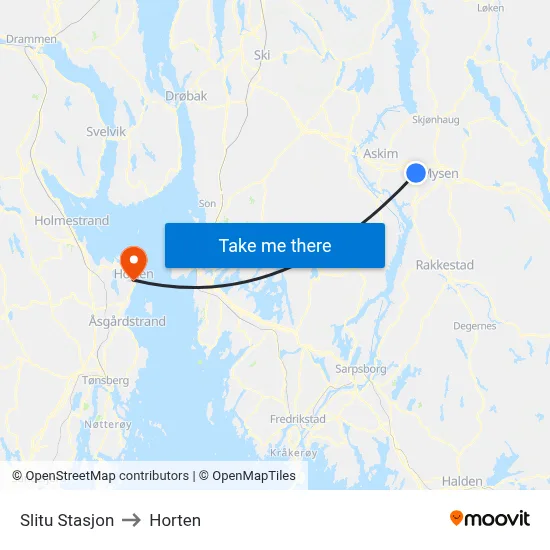 Slitu Stasjon to Horten map