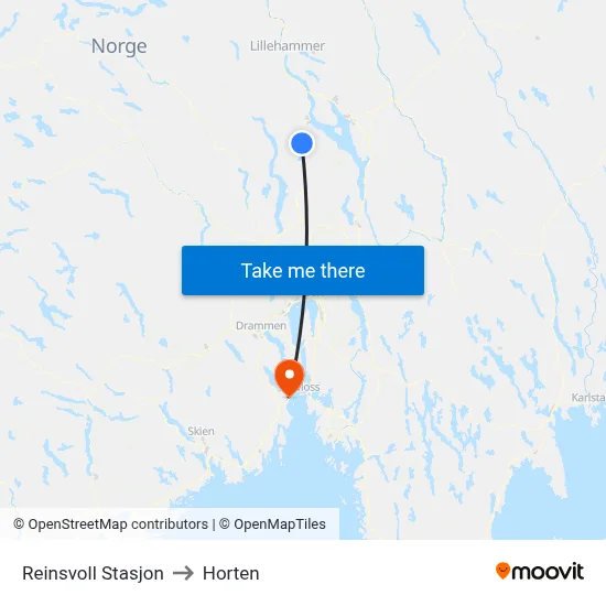 Reinsvoll Stasjon to Horten map