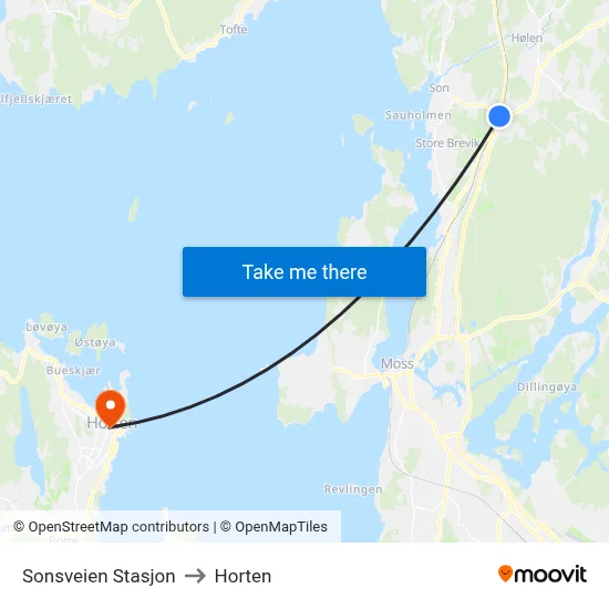 Sonsveien Stasjon to Horten map