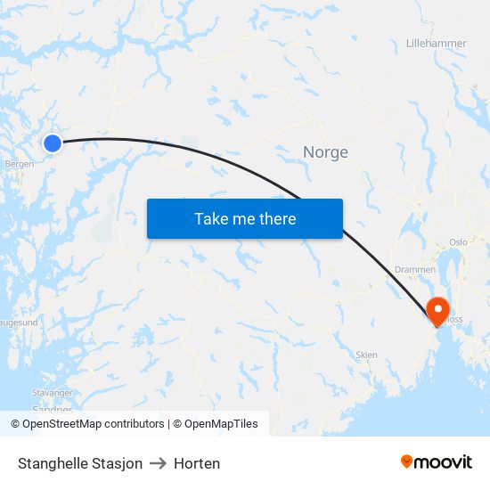 Stanghelle Stasjon to Horten map