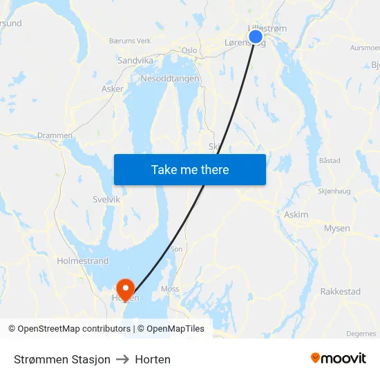 Strømmen Stasjon to Horten map