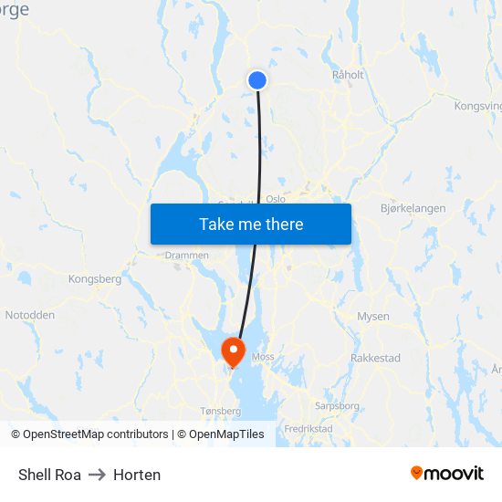 Shell Roa to Horten map