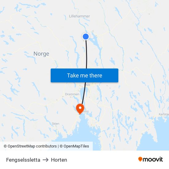 Fengselssletta to Horten map