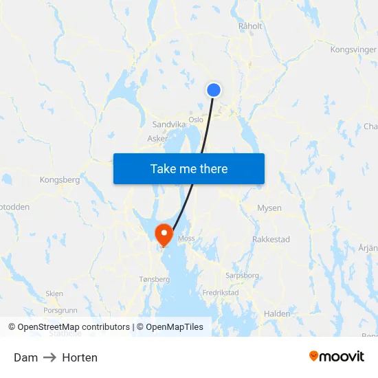 Dam to Horten map