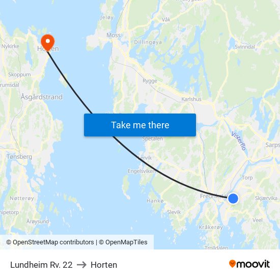 Lundheim Rv. 22 to Horten map