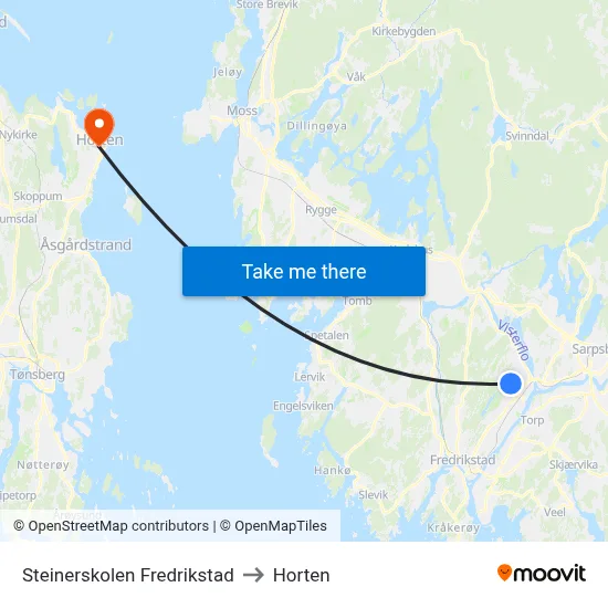 Steinerskolen Fredrikstad to Horten map