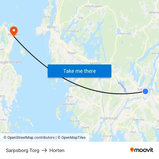 Sarpsborg Torg to Horten map