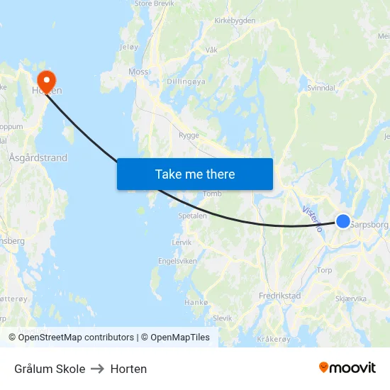 Grålum Skole to Horten map