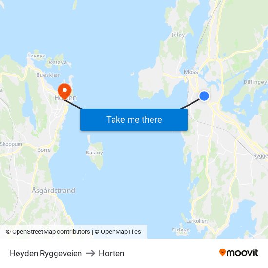 Høyden Ryggeveien to Horten map