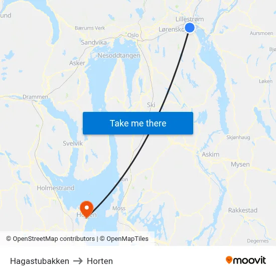 Hagastubakken to Horten map