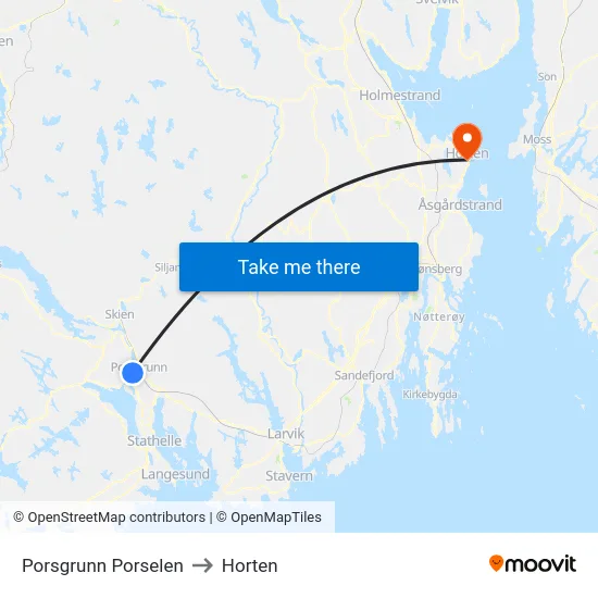 Porsgrunn Porselen to Horten map
