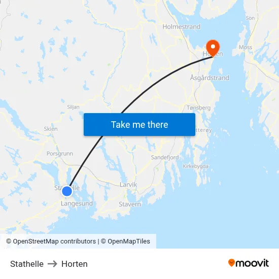 Stathelle to Horten map
