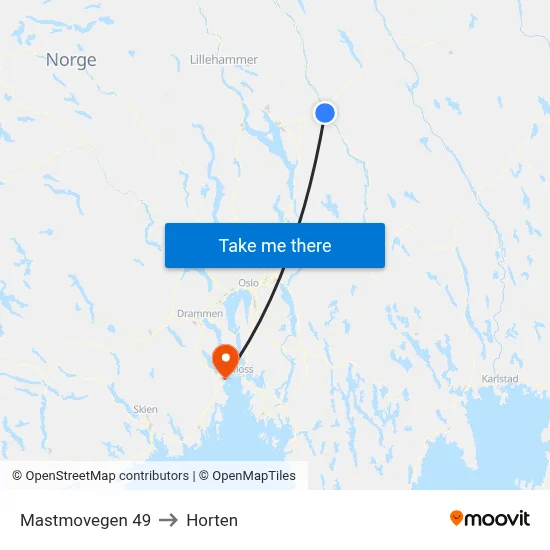 Mastmovegen 49 to Horten map