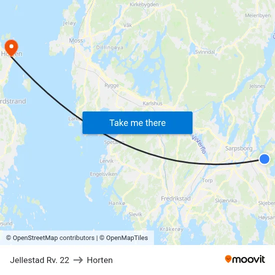 Jellestad Rv. 22 to Horten map
