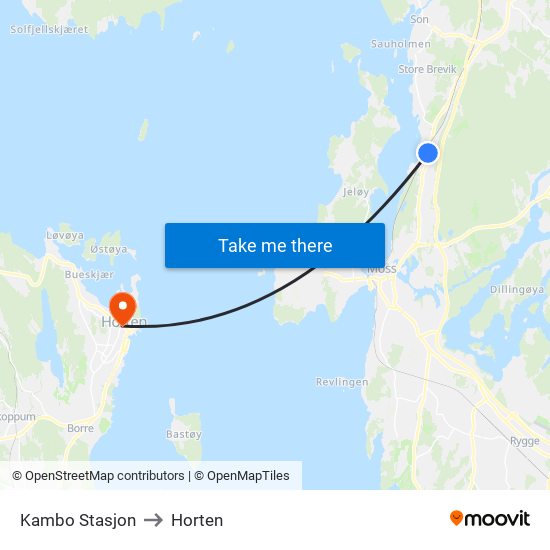 Kambo Stasjon to Horten map