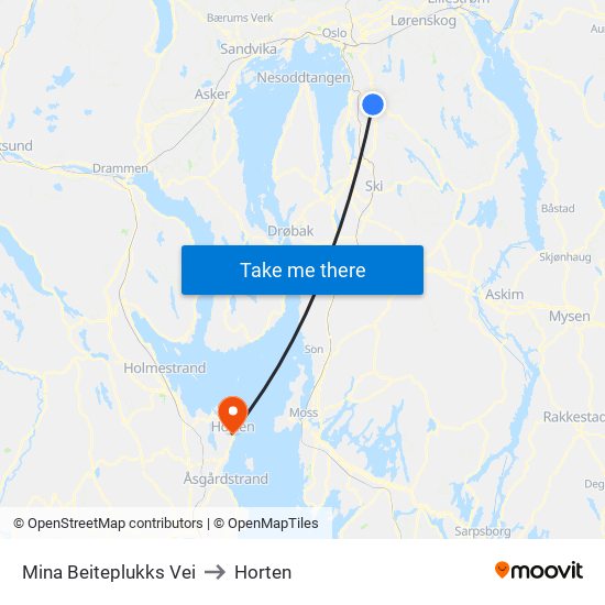 Mina Beiteplukks Vei to Horten map