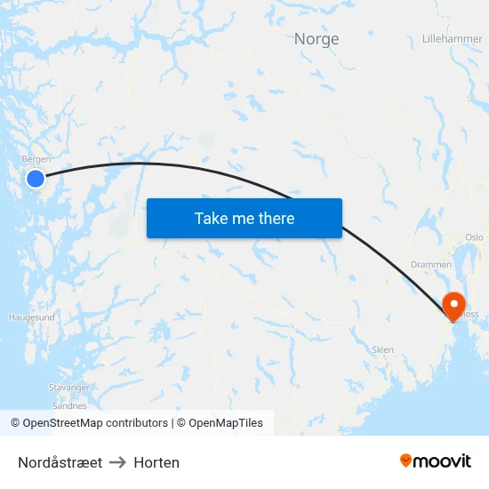 Nordåstræet to Horten map
