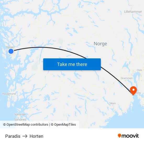 Paradis to Horten map