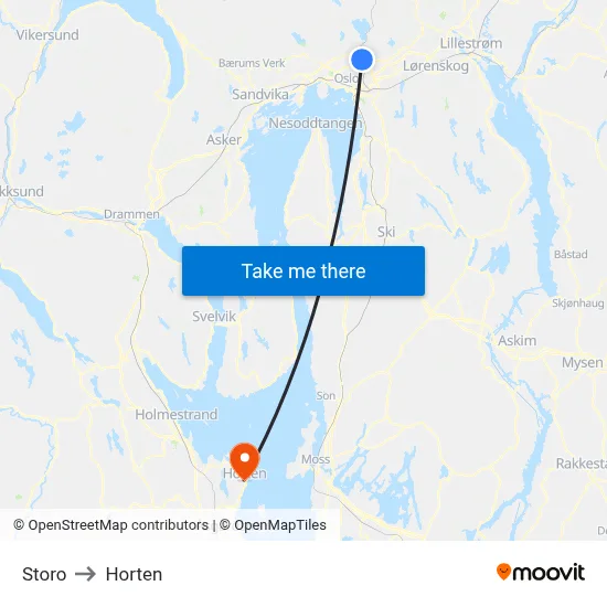Storo to Horten map