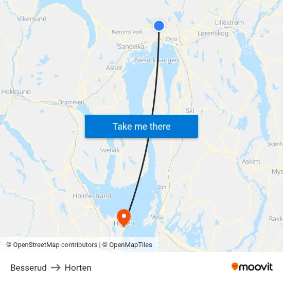 Besserud to Horten map