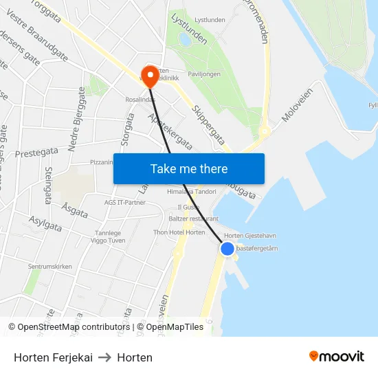 Horten Ferjekai to Horten map