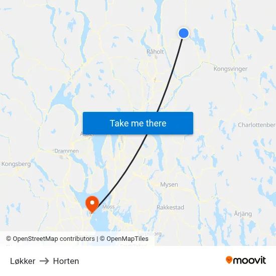 Løkker to Horten map