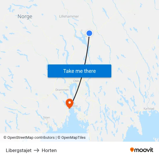 Libergstajet to Horten map