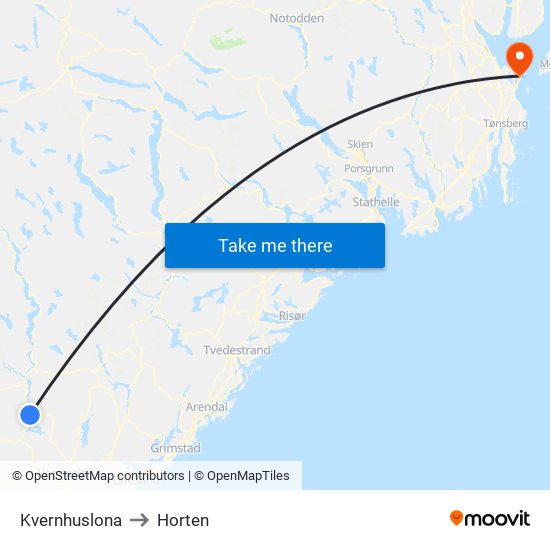 Kvernhuslona to Horten map