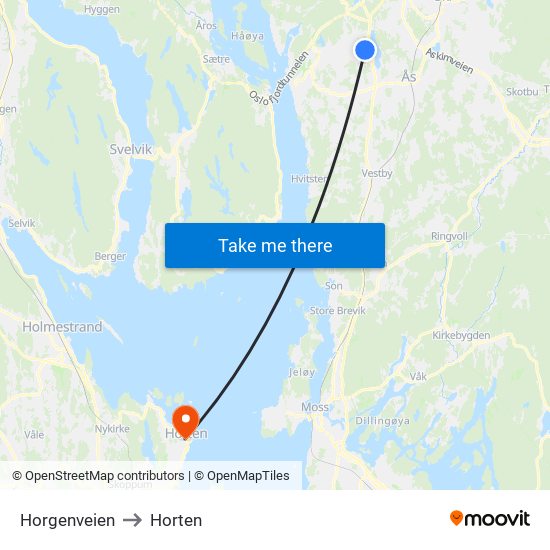 Horgenveien to Horten map