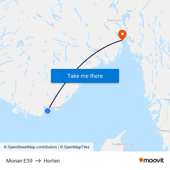 Monan E39 to Horten map