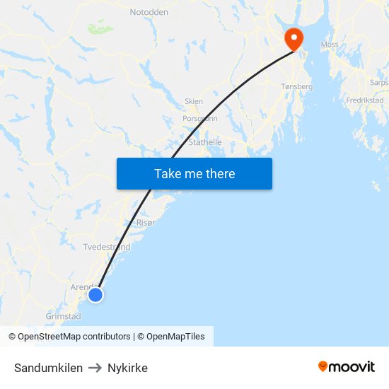 Sandumkilen to Nykirke map