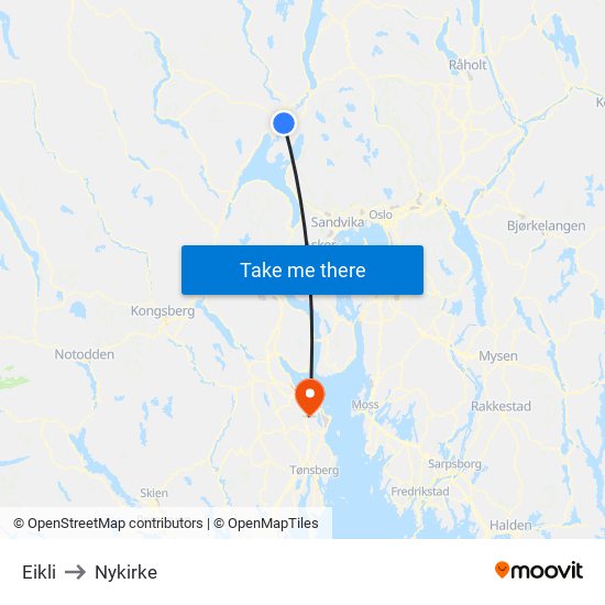Eikli to Nykirke map