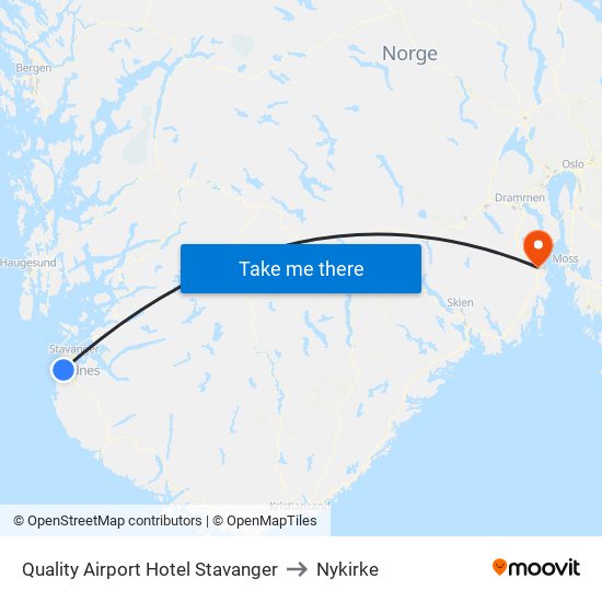 Quality Airport Hotel Stavanger to Nykirke map