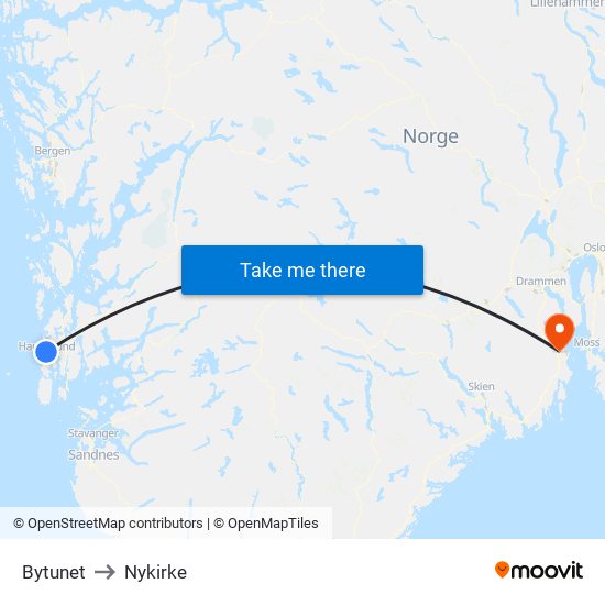 Bytunet to Nykirke map