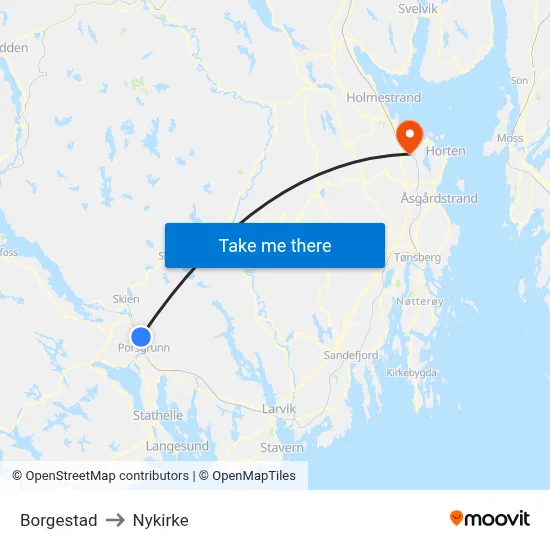 Borgestad to Nykirke map
