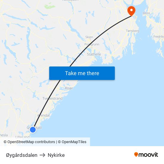 Øygårdsdalen to Nykirke map