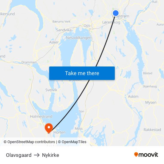 Olavsgaard to Nykirke map