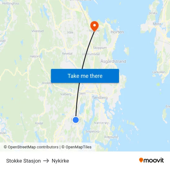 Stokke Stasjon to Nykirke map