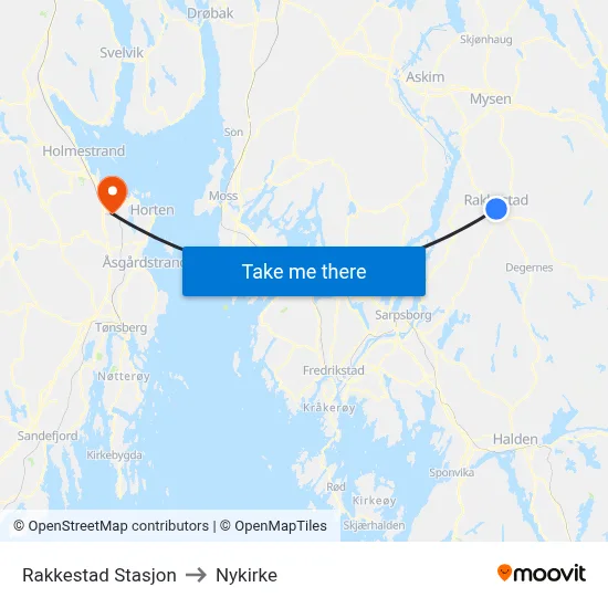 Rakkestad Stasjon to Nykirke map