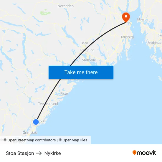 Stoa Stasjon to Nykirke map