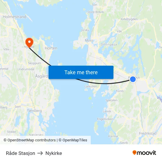 Råde Stasjon to Nykirke map