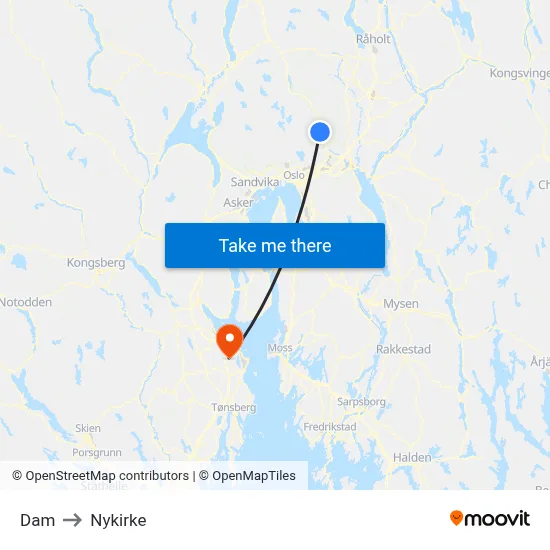 Dam to Nykirke map