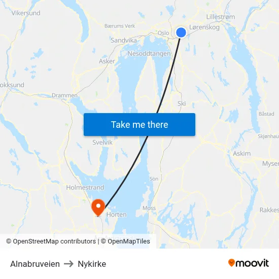 Alnabruveien to Nykirke map