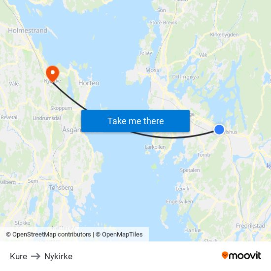 Kure to Nykirke map