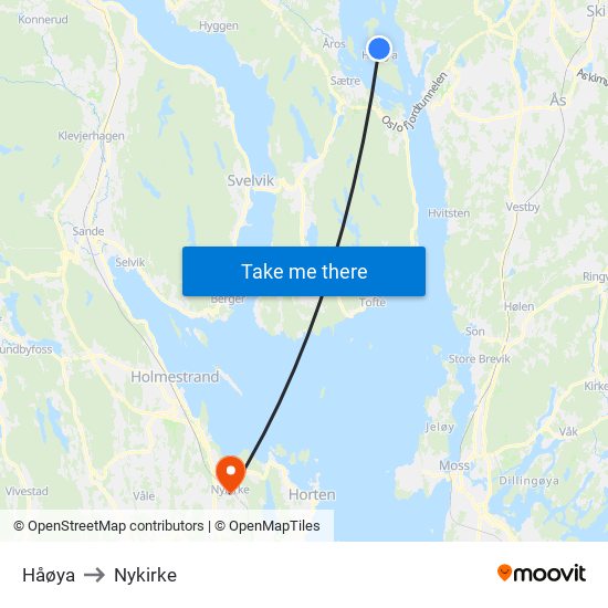 Håøya to Nykirke map