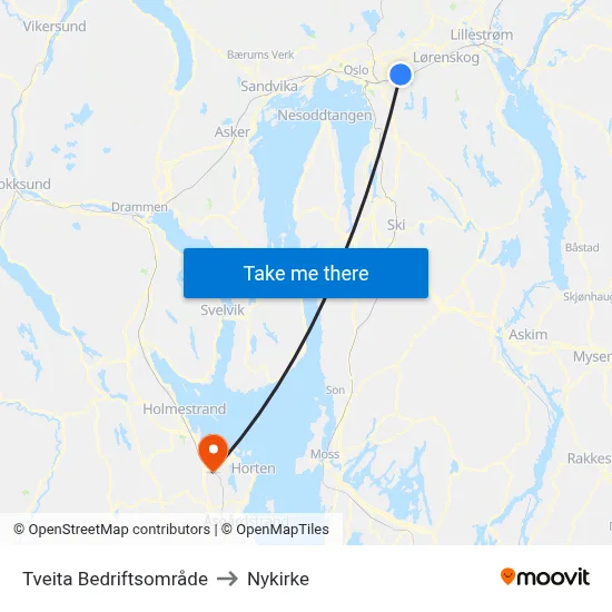 Tveita Bedriftsområde to Nykirke map