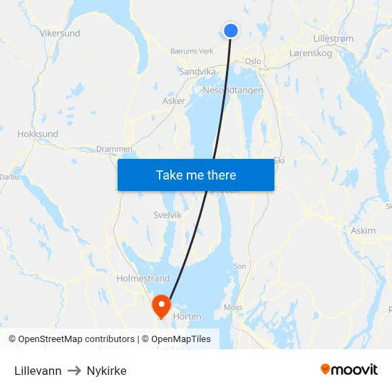 Lillevann to Nykirke map