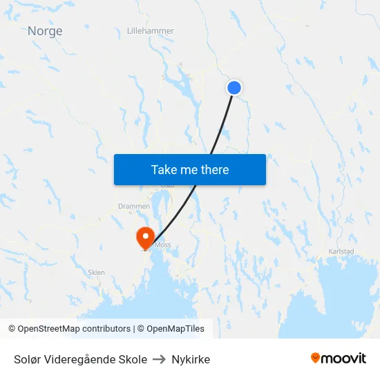 Solør Videregående Skole to Nykirke map