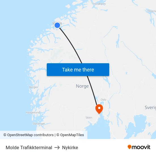 Molde Trafikkterminal to Nykirke map